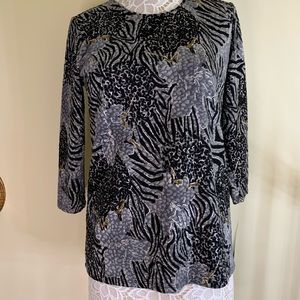 Alia woman’s missy grey animal fashion top shimmer